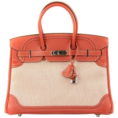 hermes toile ghillies birkin 35cm bag sanguine|Hermes Birkin 35 Ghillies .